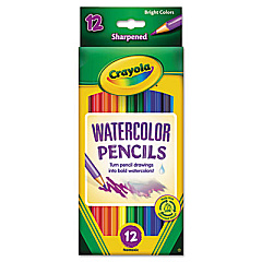 Crayola Watercolor Pencil Set, 3.3 mm, 2B (#1), Assorted Lead/Barrel Colors, Dozen (684302)