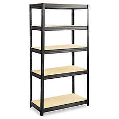 Safco Boltless Steel/Particleboard Shelving, Five-Shelf, 36w x 18d x 72h, Black (6245BL)