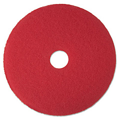 3M Low-Speed Buffer Floor Pads 5100, 15" Diameter, Red, 5/Carton (08390)