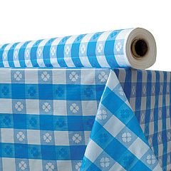 Atlantis Plastics Plastic Table Cover, 40" x 300 ft Roll, Blue Gingham (2TCB300GIN)