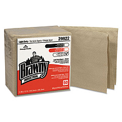 Brawny Professional Light Duty Three-Ply Paper Wipers, Quarterfold, 3-Ply, 13 x 13, Brown, 50/Pack, 12/Carton (29922)