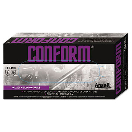 AnsellPro Conform Natural Rubber Latex Gloves, 5 mil, Medium, 100/Box (69210M)