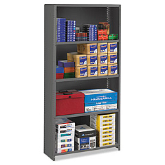 Tennsco Closed Commercial Steel Shelving, Four-Shelf, 36w x 12d x 75h, Medium Gray (ESPC1236MGY)