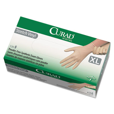 Curad Stretch Vinyl Exam Gloves, Powder-Free, X-Large, 130/Box (6CUR9227)