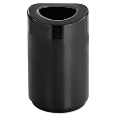 Safco Open Top Round Waste Receptacle, Steel, 30 gal, Black (9920BL)