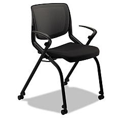 HON Motivate Nesting/Stacking Flex-Back Chair, Supports Up to 300 lb, Onyx Seat, Black Back/Base (MN202ONCU10)