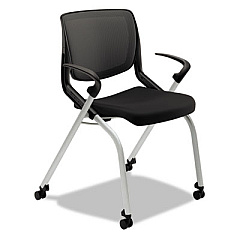 HON Motivate Nesting/Stacking Flex-Back Chair, Supports Up to 300 lb, Onyx Seat, Black Back, Platinum Base (MN212ONCU10)