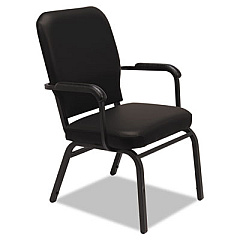 Alera Oversize Stack Chair with Fixed Padded Arms, Supports Up to 500 lb, Black Vinyl Seat/Back, Black Base, 2/Carton (ALEBT6516)