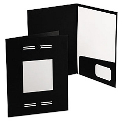Oxford Imperial Series Laserview Business Portfolio, Premium Paper, 11 x 8.5, Embossed Pattern, Black, 10/Pack (10071)
