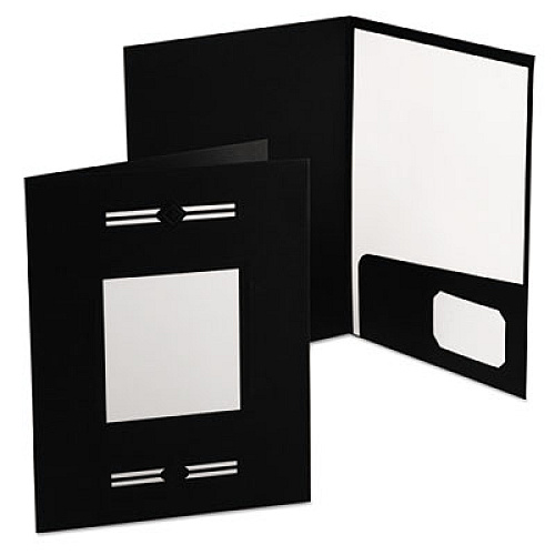 Oxford Imperial Series Laserview Business Portfolio, Premium Paper, 11 x 8.5, Embossed Pattern, Black, 10/Pack (10071)