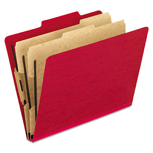 Pendaflex Six-Section Colored Classification Folders, 2 Dividers, Letter Size, Scarlet, 10/Box (1257SC)