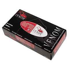 Medline Venom Nitrile Exam Gloves, Medium, Black, Powder-Free, 100/Box (MG6112)