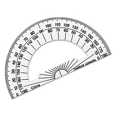 Charles Leonard Open Center Protractor, Plastic, 4" Base, Clear, Dozen (77104)