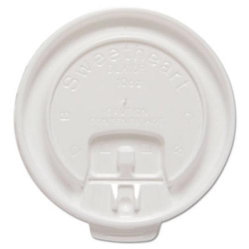 Dart Lift Back and Lock Tab Cup Lids for Foam Cups, Fits 10 oz Trophy Cups, White, 100/Pack (DLX10RPK)