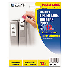 C-Line Self-Adhesive Ring Binder Label Holders, Top Load, 2.25 x 3.06, Clear, 12/Pack (70023)