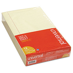 Universal Glue Top Pads, Wide/Legal Rule, 50 Canary-Yellow 8.5 x 14 Sheets, Dozen (UNV50000)