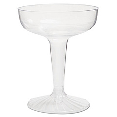 WNA Comet Plastic Champagne Glasses, 4 oz, Clear, Two-Piece Construction, 25/Pack, 20 Packs/Carton (SW4)
