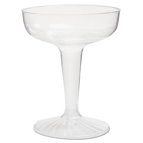WNA Comet Plastic Champagne Glasses, 4 oz, Clear, Two-Piece Construction, 25/Pack, 20 Packs/Carton (SW4)