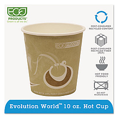 Eco-Products Evolution World 24% Recycled Content Hot Cups, 10 oz, 50/Pack, 20 Packs/Carton (EPBRHC10EW)