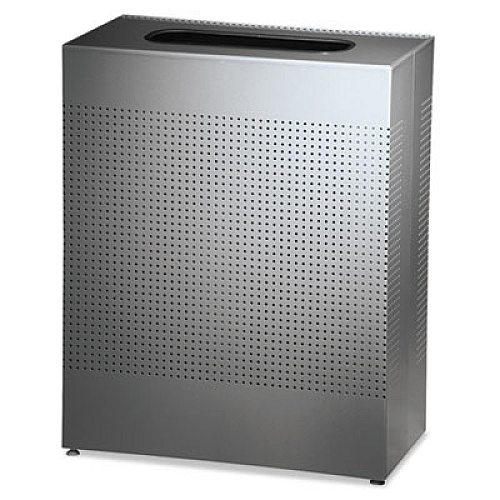Rubbermaid Commercial Designer Line Silhouettes Receptacle, Square, Steel, 40 gal, Silver (SR18EPLSM)
