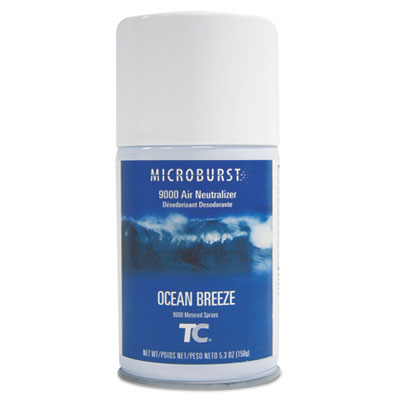 Rubbermaid Commercial TC Microburst 9000 Air Freshener Refill, Ocean Breeze, 5.3 oz Aerosol Spray, 4/Carton (4012471)