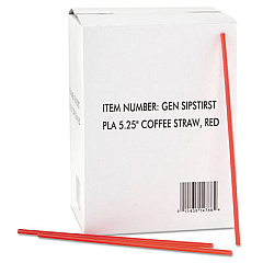 GEN Coffee Stirrer, 5.25", Plastic, Red/White, 1,000/Box, 10 Boxes/Carton (GENSIPSTIRST)