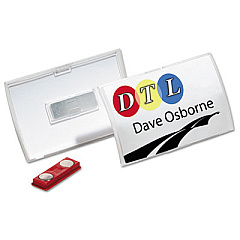 Durable Click-Fold Convex Name Badge Holder, Double Magnets, 3 3/4 x 2 1/4, Clear, 10/Pk (821519)