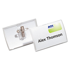 Durable Click-Fold Convex Name Badge Holder, Combi-Clip, 3 3/4w x 2 1/4h, Clear, 25/Pk (821419)