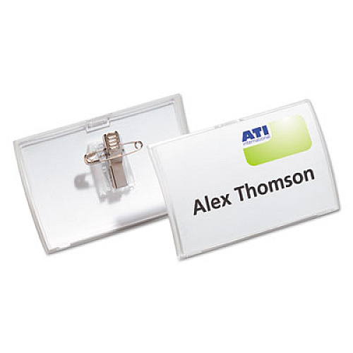 Durable Click-Fold Convex Name Badge Holder, Combi-Clip, 3 3/4w x 2 1/4h, Clear, 25/Pk (821419)