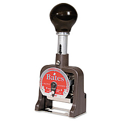 Bates Multiple Movement Numbering Machine, Six Wheels, Re-Inkable, Size E, Black (9820315)