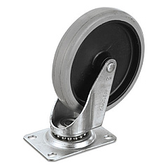 Rubbermaid Commercial Replacement Swivel Bayonet Casters, 5" Wheel, Thermoplastic Rubber, Black (FG4501L20000)