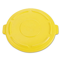 Rubbermaid Commercial Vented Round BRUTE Flat Top Lid, 24.5w x 1.5h, Yellow (264560YEL)