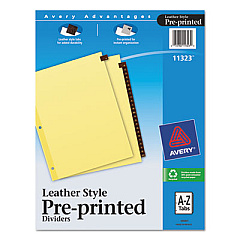 Avery Preprinted Red Leather Tab Dividers w/Clear Reinforced Edge, 25-Tab, Ltr (11323)