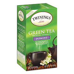 TWININGS Tea Bags, Green with Jasmine, 1.76 oz, 25/Box (10021)