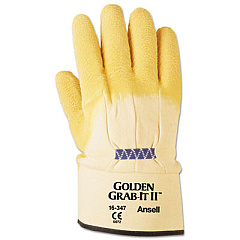 AnsellPro Golden Grab-It II Heavy-Duty Work Gloves, Size 10, Latex/Jersey, Yellow, 12 PR (1634710)