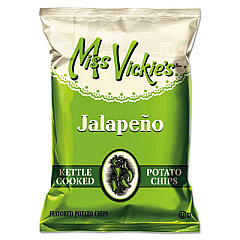 Miss Vickie's Kettle Cooked Jalapeno Potato Chips, 1.38 oz Bag, 64/Carton (44441)