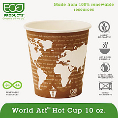 Eco-Products World Art Renewable and Compostable Hot Cups Convenience Pack, 10 oz, 50/Pack (EPBHC10WAPK)