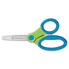 Westcott Titanium Bonded Kids Scissors, Rounded Tip, 5" Long, 2" Cut Length, Randomly Assorted Straight Handles (15986)