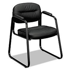 HON HVL653 Leather Guest Chair, 22.25" x 23" x 32", Black (VL653SB11)