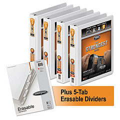 Wilson Jones Heavy-Duty Round-Ring View Binder Plus Pack, 3 Rings, 1" Capacity, 11 x 8.5, White, 4/Carton (56314WU)
