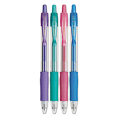 Pilot G2 Metallics Gel Pen, Retractable, Fine 0.7 mm, Assorted Ink and Barrel Colors, 4/Pack (34403)