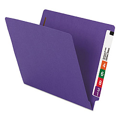 Smead WaterShed CutLess End Tab Fastener Folders, 2 Fasteners, Letter Size, Purple Exterior, 50/Box (25550)