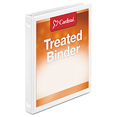 Cardinal Treated Binder ClearVue Locking Round Ring Binder, 3 Rings, 0.5" Capacity, 11 x 8.5, White (32250)
