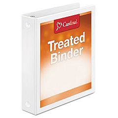 Cardinal Treated Binder ClearVue Locking Round Ring Binder, 3 Rings, 1.5" Capacity, 11 x 8.5, White (32215)