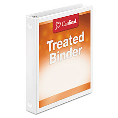 Cardinal Treated Binder ClearVue Locking Round Ring Binder, 3 Rings, 1" Capacity, 11 x 8.5, White (32200)