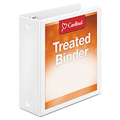 Cardinal Treated Binder ClearVue Locking Round Ring Binder, 3 Rings, 3" Capacity, 11 x 8.5, White (32230)