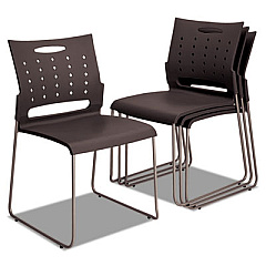Alera Continental Series Plastic Perforated Back Stack Chair, Supports Up to 275 lb, Charcoal Seat/Back, Gunmetal Base, 4/CT (ALESC6546)