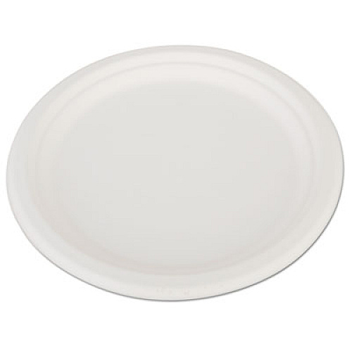 SCT ChampWare Heavyweight Bagasse Dinnerware, Plate, 10" dia, White, 500/Carton (18160)