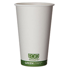 Eco-Products GreenStripe Renewable and Compostable Hot Cups, 16 oz,  50/Pack, 20 Packs/Carton (EPBHC16GS)