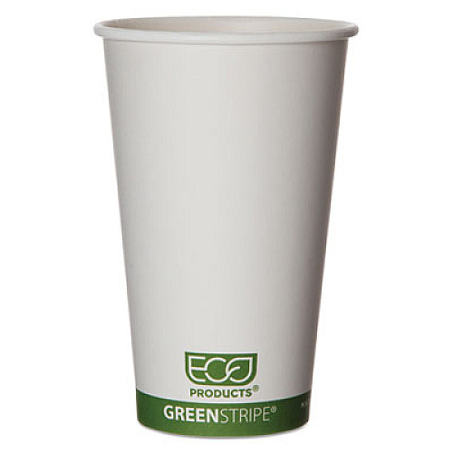 Eco-Products GreenStripe Renewable and Compostable Hot Cups, 16 oz,  50/Pack, 20 Packs/Carton (EPBHC16GS)